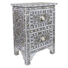Mother Of Pearl Inlay Floral 2 Drawer Bedside Grey 2