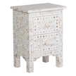 Mother Of Pearl Inlay Floral 2 Drawer Bedside White 2
