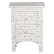 Mother Of Pearl Inlay Floral 2 Drawer Bedside White 1