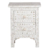 Mother Of Pearl Inlay Floral 2 Drawer Bedside White 1