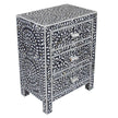 Mother Of Pearl Inlay Floral 3 Drawer Bedside Black 2