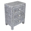 Mother Of Pearl Inlay Floral 3 Drawer Bedside Grey 2