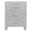 Mother Of Pearl Inlay Floral 3 Drawer Bedside Ivory 1