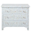 Pale Blue Mother Of Pearl Inlay 3 Drawer Chest Floral 2
