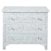Pale Blue Mother Of Pearl Inlay 3 Drawer Chest Floral 2