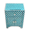 Mother Of Pearl Inlay 1 Drawer 2 Door Fishscale Design Bedside Teal Green 2