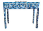 Blue Mother Of Pearl Inlay Floral 3 Drawer Console Table 1