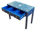 Blue Mother Of Pearl Inlay Floral 3 Drawer Console Table 4