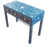 Blue Mother Of Pearl Inlay Floral 3 Drawer Console Table 2