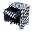 Black Mother Of Pearl Inlay Nightstand Honeycomb Bedside 4