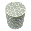 Bone Inlay Round Stool Honeycomb Design Grey 2