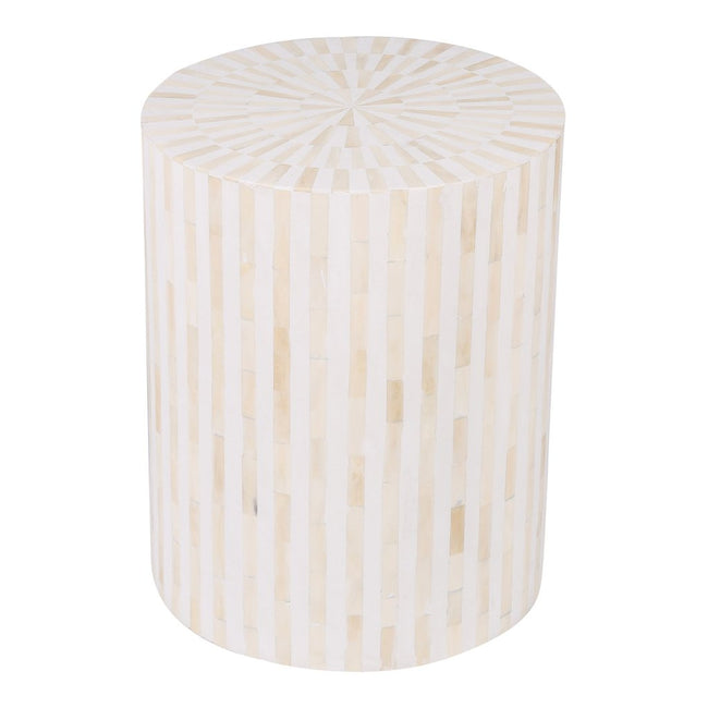 Bone Inlay Illusion Stripe Side Table White 1