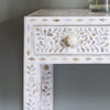 Floral Mother of Pearl Console Table 3 Drawers White 2
