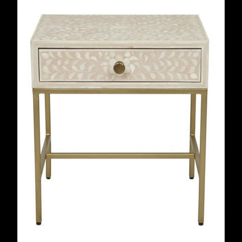 Blossom Bone Inlay Nightstand Pink 1