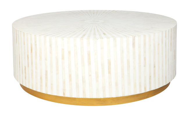 Bone Inlay Center Table Stripe Design White 1