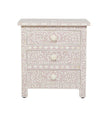 Bone Inlay Floral 3 Drawer Bedside Blush Pink 1