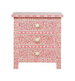 Bone Inlay Floral 3 Drawer Bedside Pink 1