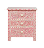 Bone Inlay Floral 3 Drawer Bedside Pink 1