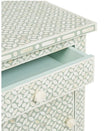 Bone Inlay Geometric Bedside 1 Drawer 1 Door Sage 3