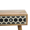 Bone Inlay 2 Drawers Honeycomb Design Console Table in Black 5
