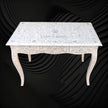 Curved Mother of Pearl Inlay Desk Floral Beige 5