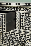 Bone Inlay Floral Chest of 7 Drawers Black  2