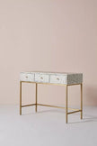 Bone Inlay Scroll Vine Design 3 Drawers Console and Stool Grey 2