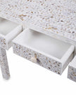 White Mother Of Pearl Inlay Floral 3 Drawer Console Table 3