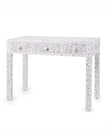 White Mother Of Pearl Inlay Floral 3 Drawer Console Table 1