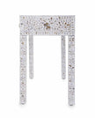 White Mother Of Pearl Inlay Floral 3 Drawer Console Table 2
