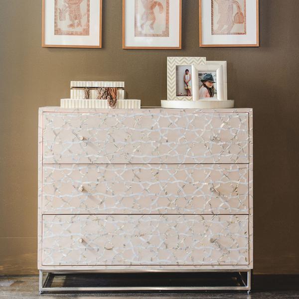 Fez Mother Of Pearl Inlay Chest Of Drawers - Pale Pink 1
